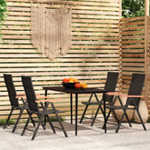 7 Piece Garden Dining Set Black